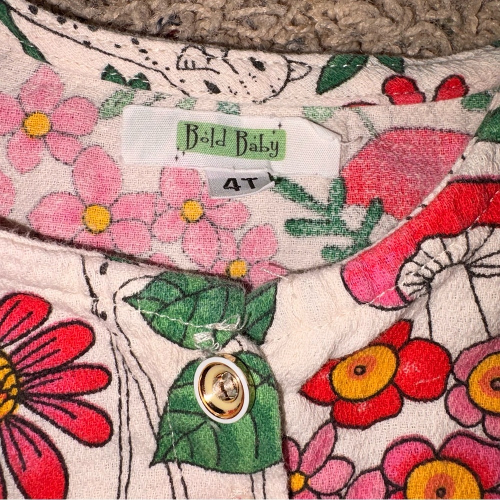 Floral/Animal Long Sleeve Kids Blouse/Tunic - 4T 100% Cotton​​ - Picture 8 of 11